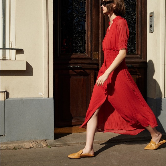 Zara red chiffon elastic dress - Picture 2 of 8